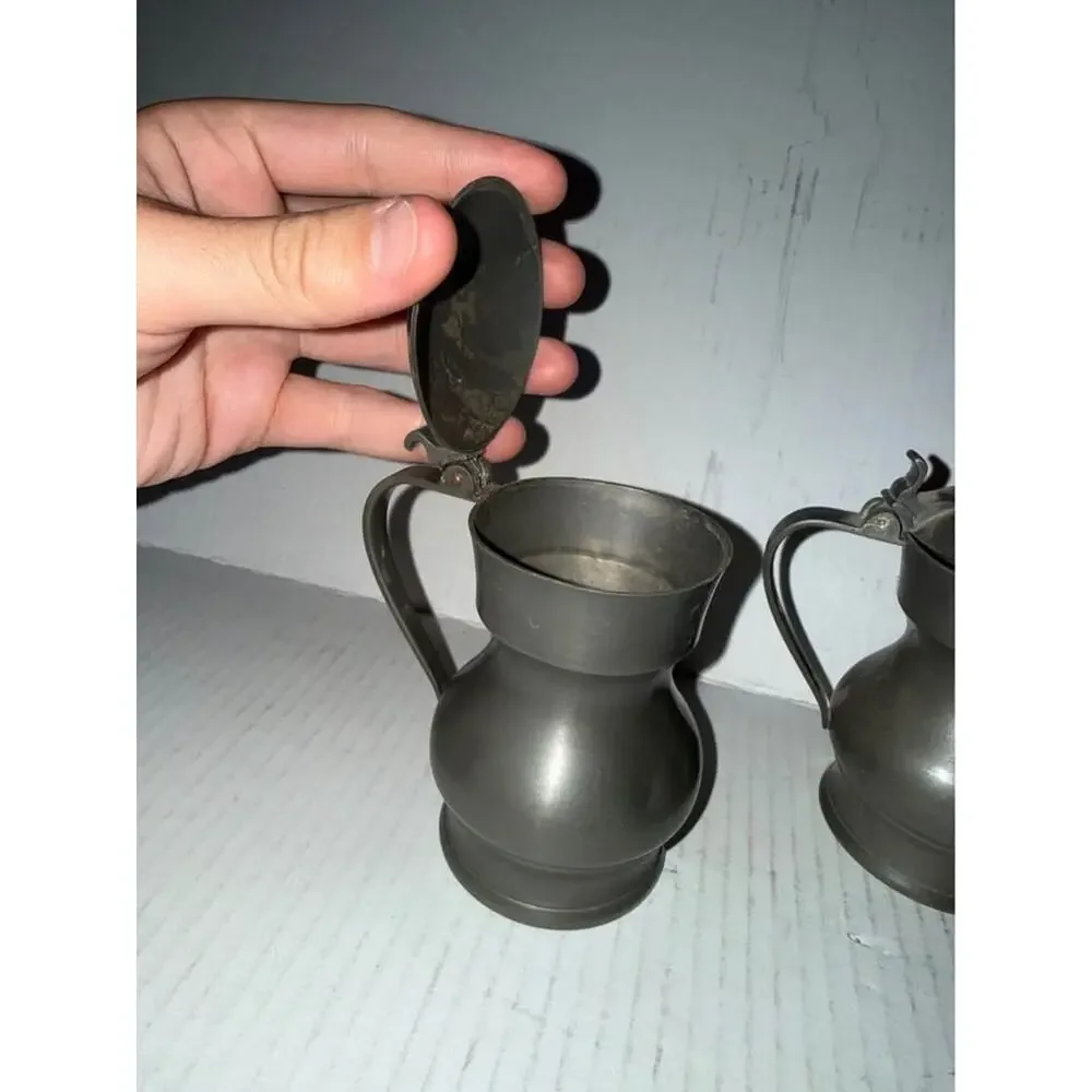Vintage Metawa Holland Real Pewter Lidded Creamer and Pitcher Set